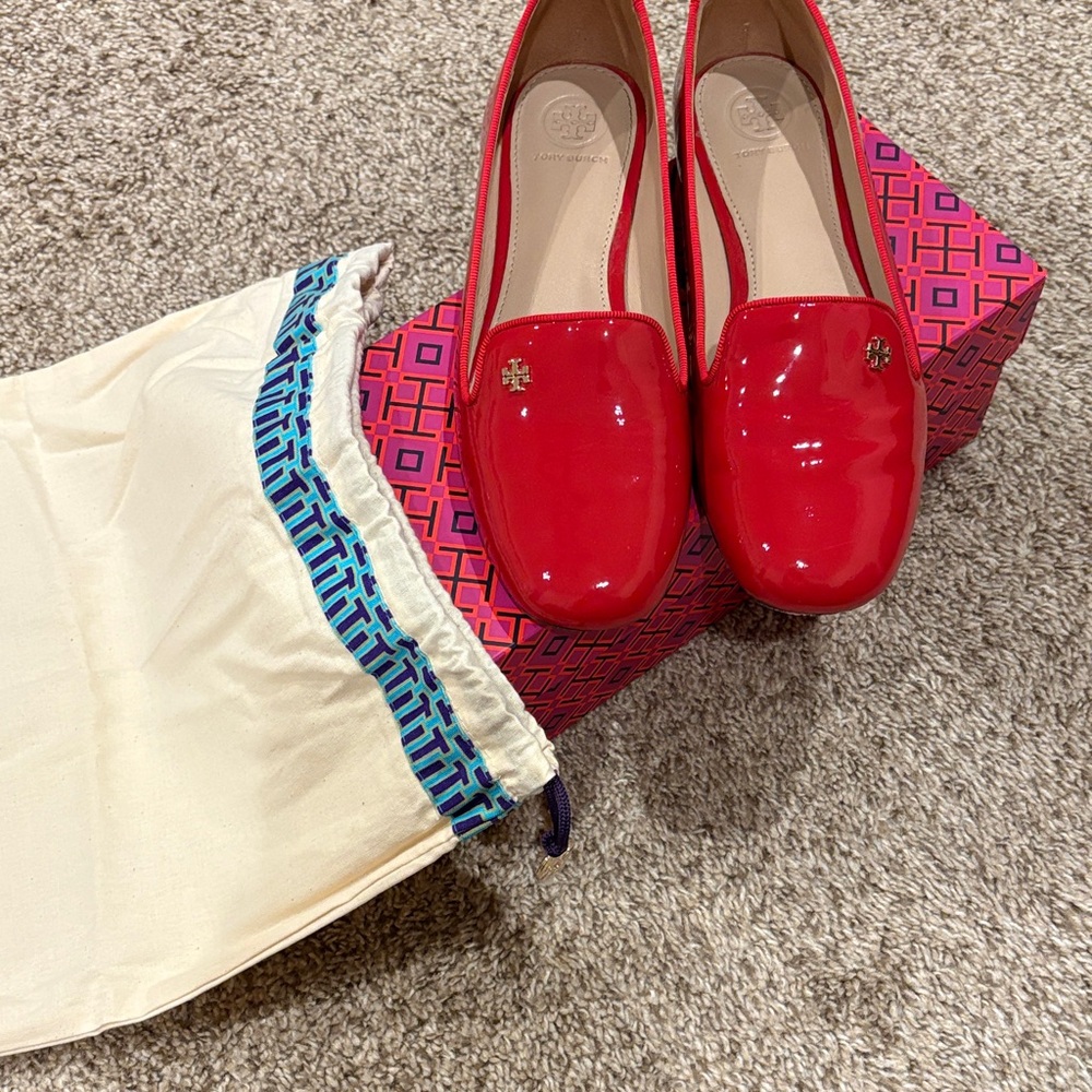 Tory Burch Vibrant Red Patent Loafers